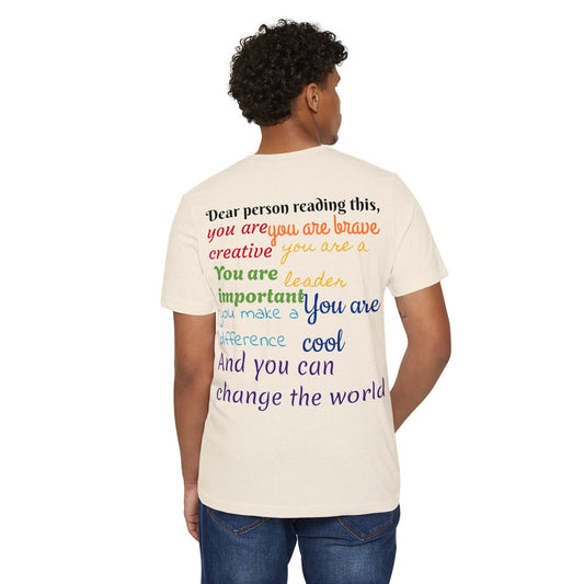 Empowering Recycled Organic T-Shirt - Change the World Message
