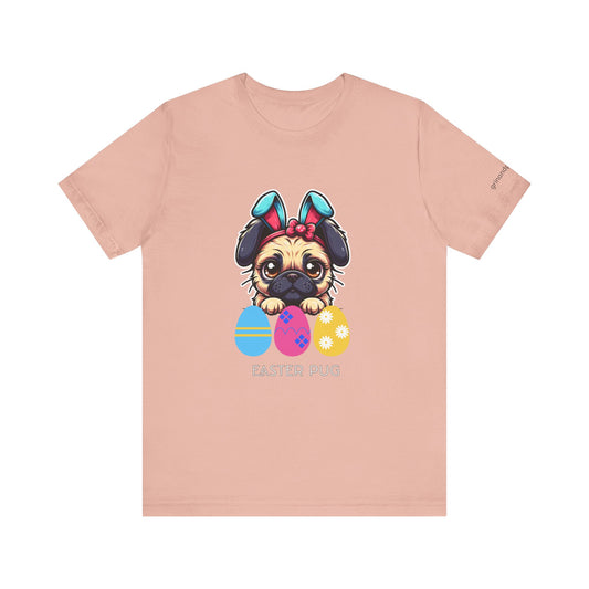 Easter Pug Tee - Cute Spring T-Shirt with Bunny Ears Design