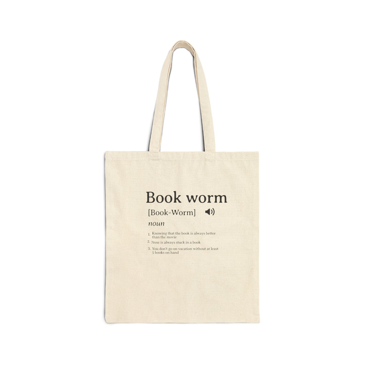 Tote Bag — "Book Worm" Dictionary Definition Cotton Canvas Tote