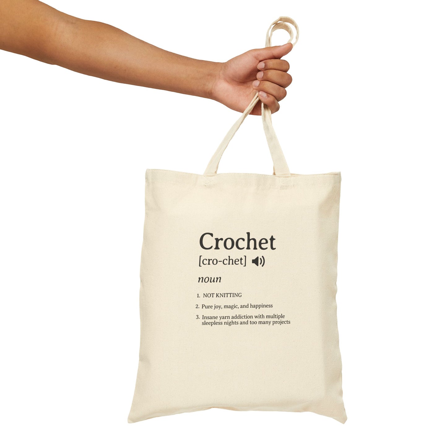 Crochet Definition Canvas Tote Bag – Funny Crafting Dictionary Shopper
