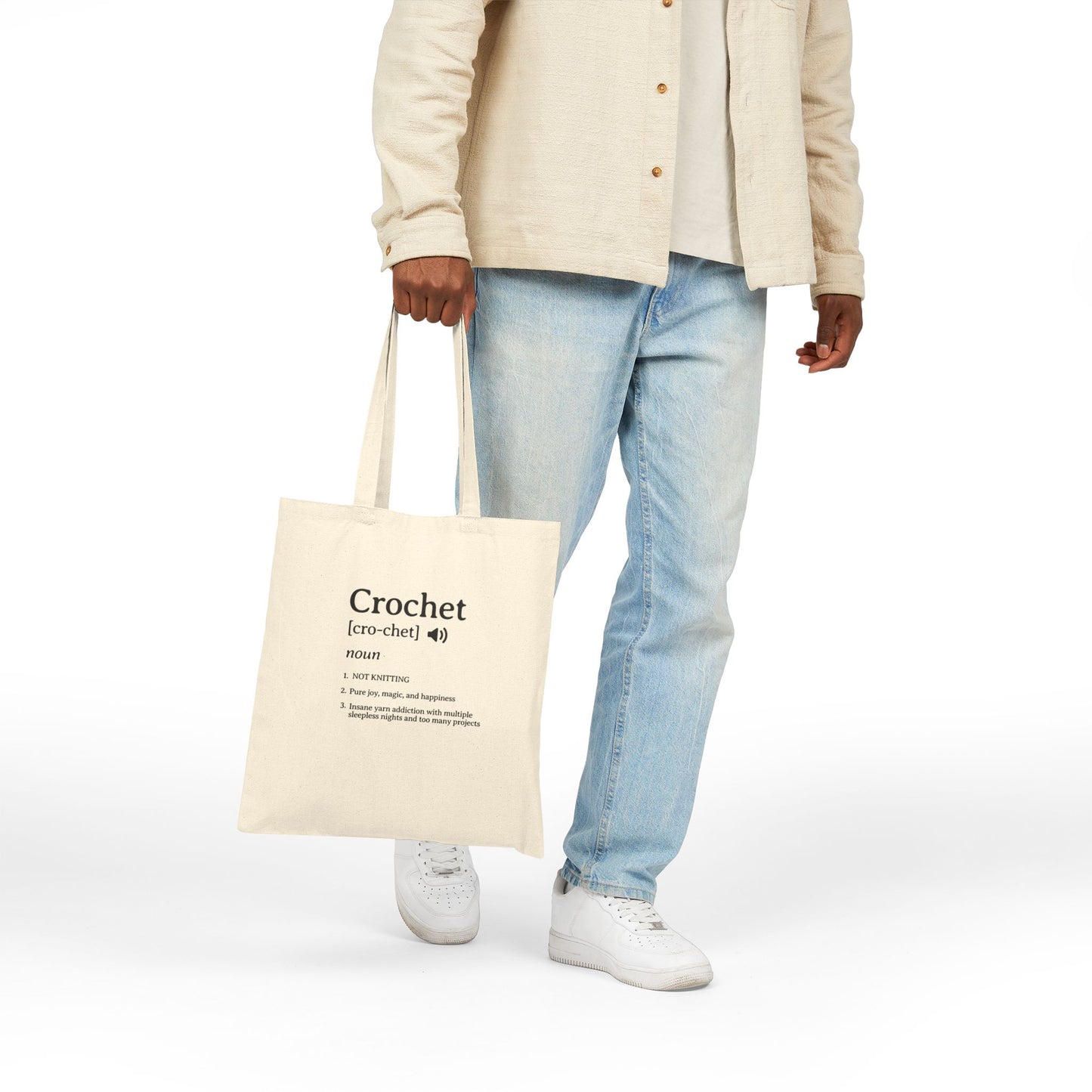 Crochet Definition Canvas Tote Bag – Funny Crafting Dictionary Shopper