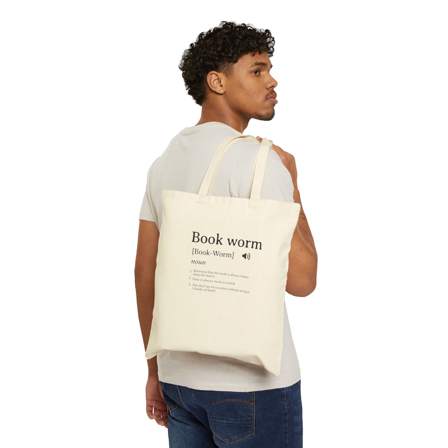 Tote Bag — "Book Worm" Dictionary Definition Cotton Canvas Tote