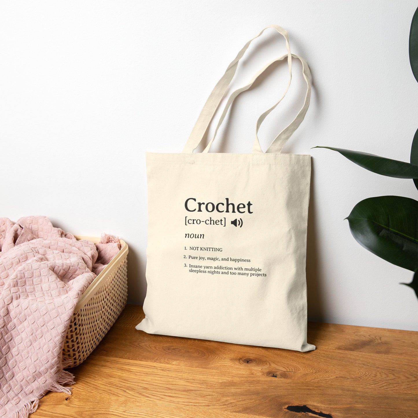 Crochet Definition Canvas Tote Bag – Funny Crafting Dictionary Shopper