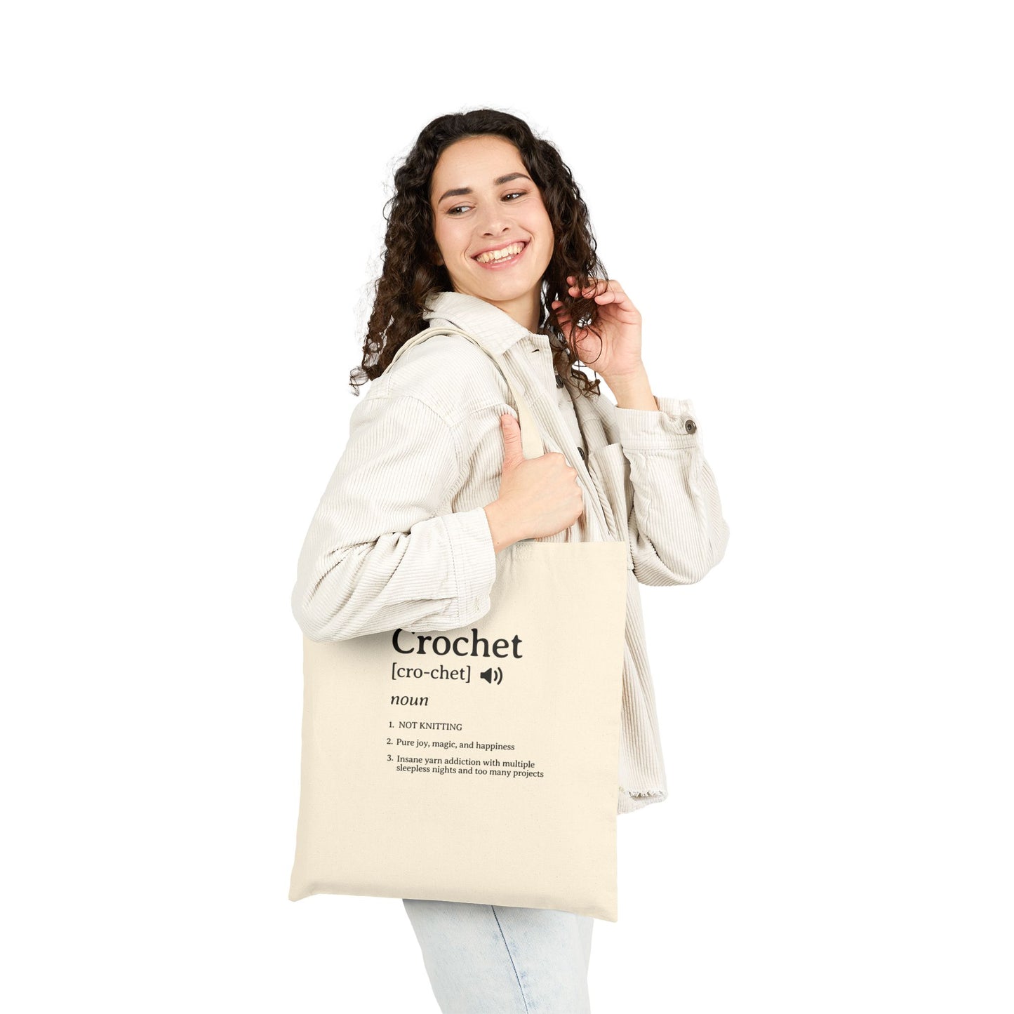 Crochet Definition Canvas Tote Bag – Funny Crafting Dictionary Shopper