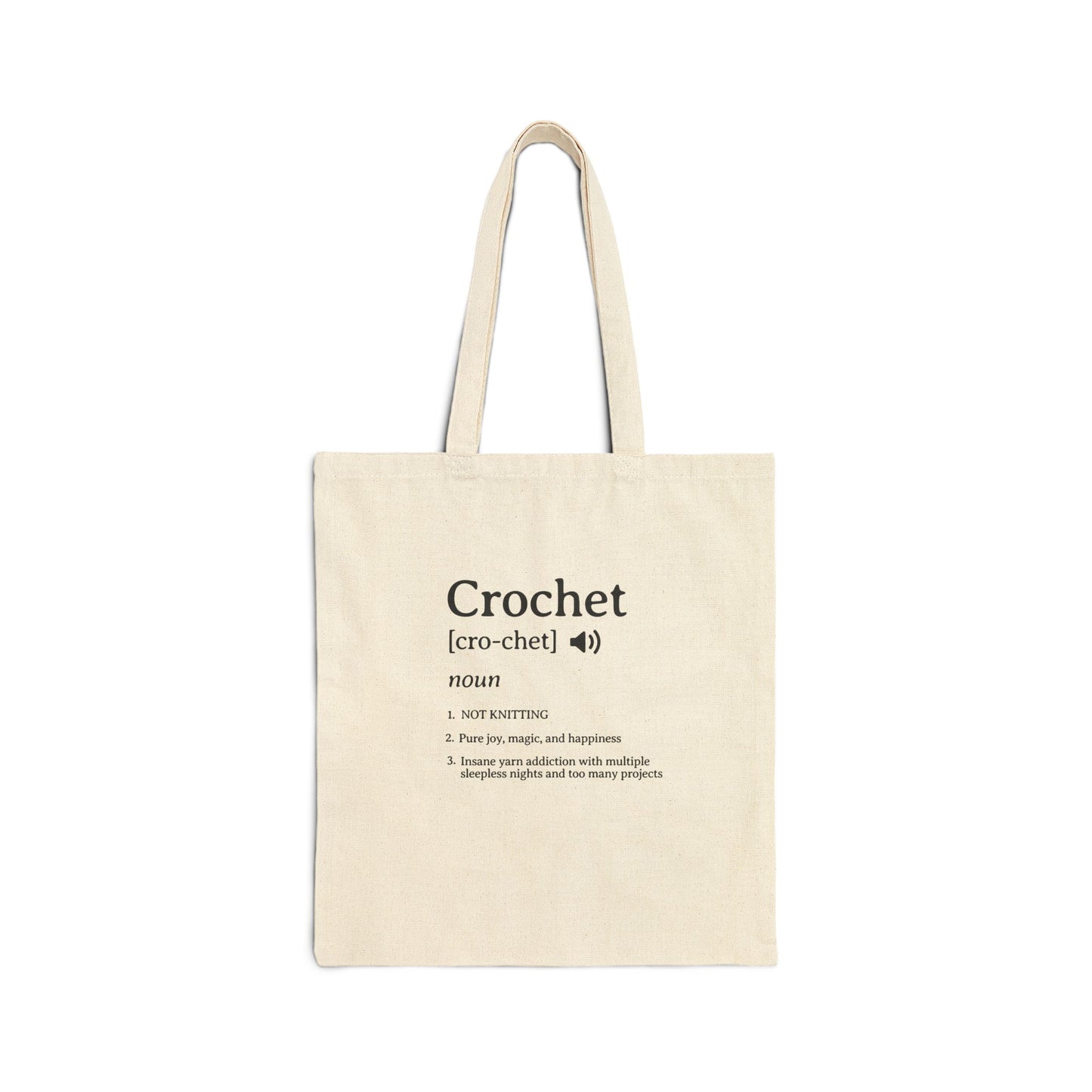 Crochet Definition Canvas Tote Bag – Funny Crafting Dictionary Shopper