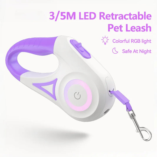 Glow in Style – Retractable LED Leash for Pets!